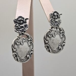 Vintage Sterling Signed Foree Luggage Tag Earrings